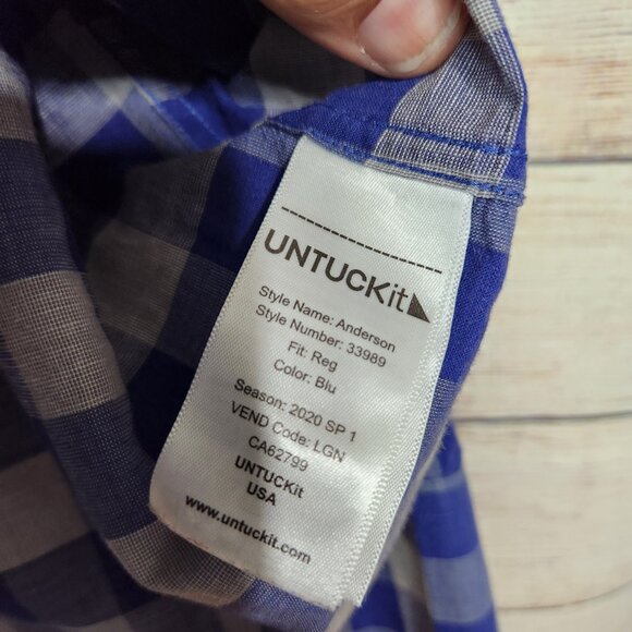 UntuckIt Anderson Long Sleeve Shirt Men's XXL Royal Blue Gray Cotton Linen - Picture 6 of 13